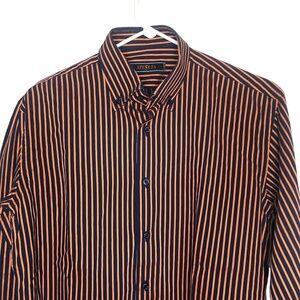 Men’s Orange/Navy Blue Italian Cotton Dress Shirt Long Sleeve